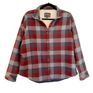 Eddie Bauer plaid Sherpa lined button front shacket xl